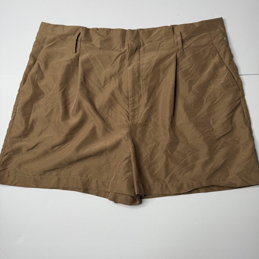 A New Day Shorts Women sz 18 Brown Pleated Modal Blend Casual Summer Pockets